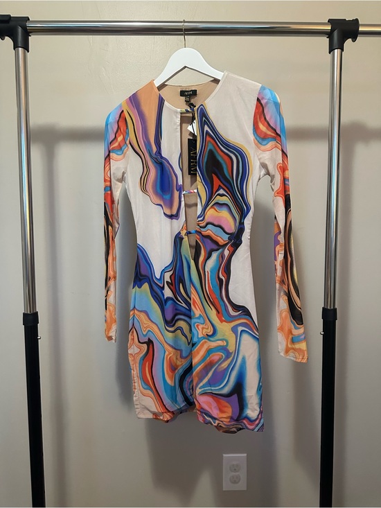 AFRM Dresses & Skirts - AFRM Mini Dress in Multicolor Swirl Print (Cream Base)